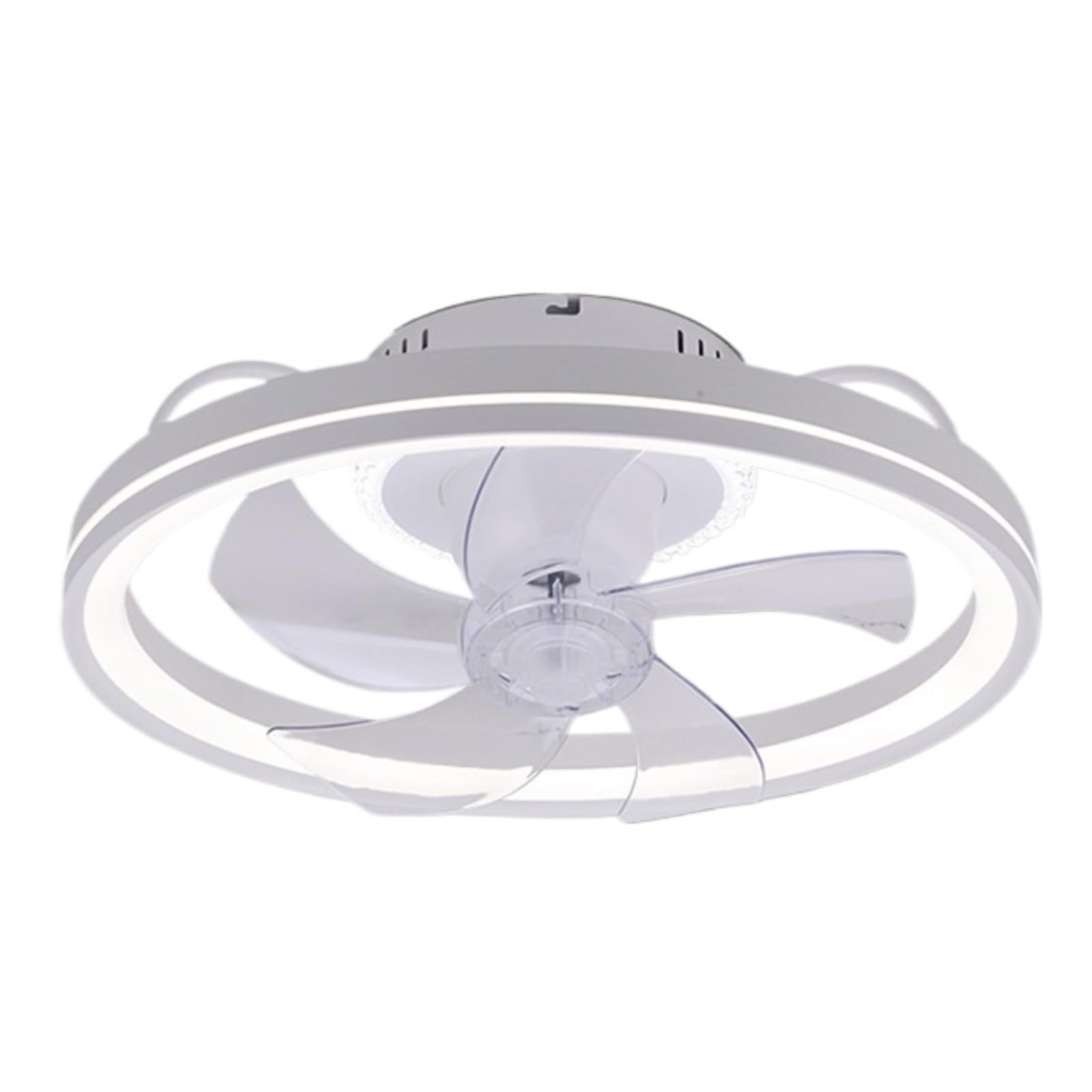 ERETYRET Ceiling Fan Lamp Integrated Bedroom Silent Simple Living Room Restaurant Zhongshan Quiet Cooling(White)