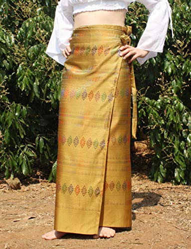RaanPahMuang Brand Traditional Thailand Luxurious Silk Wrap Skirt Thai Formal Sarong2