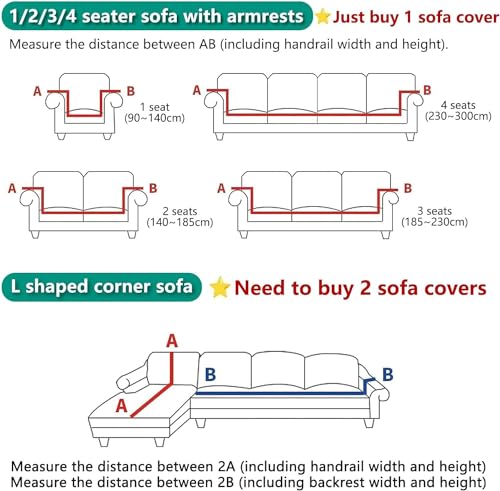 LINGKY Sofabezug Ecksofa L Form Stretch Samt Sofa Überzug Universal Couchbezug Für 1/2/3/4 Sitzer Waschbar Sofa Überwürfe (L Form Ecksofa Erfordert Zwei) - Sofabezug 2 Sitzer, Hellgrau