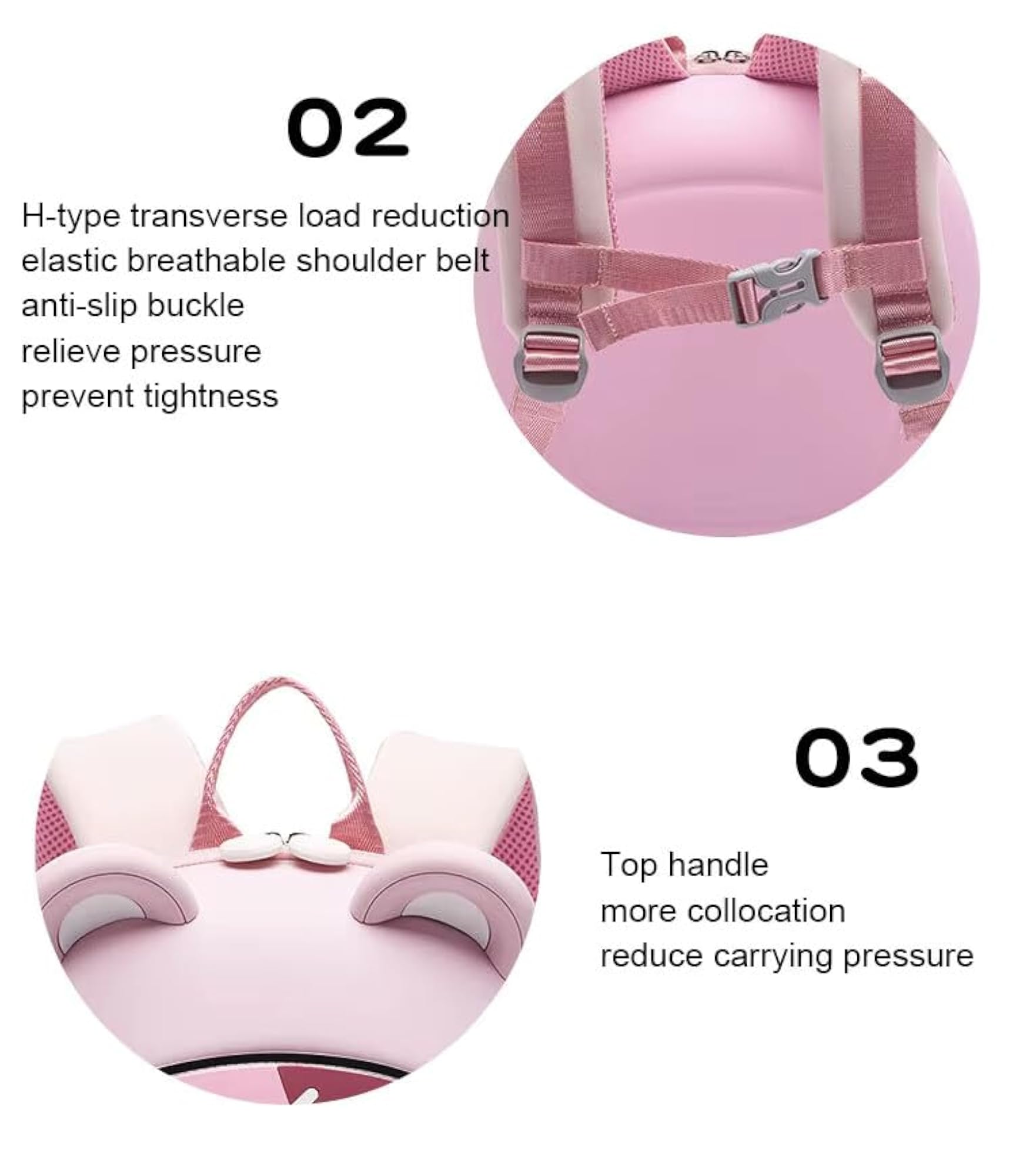 3D Kids Backpack, Pink/Brown Cute Animal Design