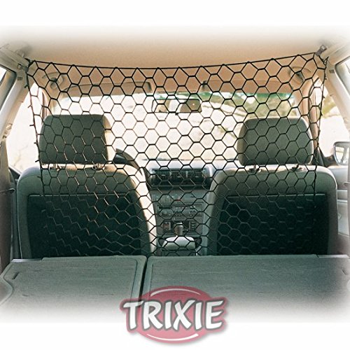 TRIXIE Auto-Netz für Hunde - verhindert Klettern auf die Vordersitze - diverse Befestigungsmöglichkeiten - 120 x 100 cm - Polypropylen - schwarz - 1312