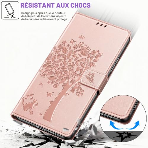 Coque pour Xiaomi Redmi Note 15 Pro 5G avec Verre Trempé, Étuis Rabat Folio Anti-Choc Protection Housse Cuir PU Portefeuille [Fermeture Magnétique][Emplacements Cartes][Stand Feature] - Rose Pâle – vue 5
