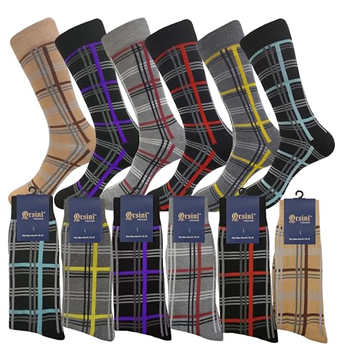 Mens Mix Color Dress Socks Cotton Socks Formal Plaid 12 Pairs Size 10-132