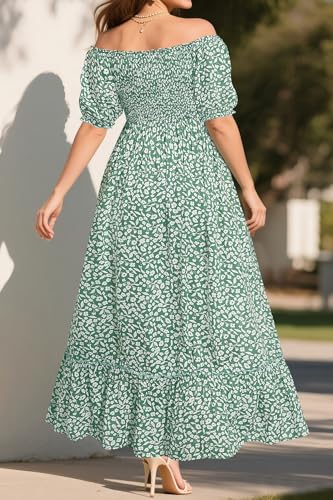Image of Plus Size Summer Dresses Sun - Maxi Boho Casual Off Shoulder Floral Lace Long Dress with Pockets