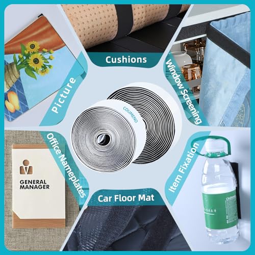 Image of Hook and Loop Tape, 0.8inX9.84FT，Strong Self-Adhesive Hook and Loop Tape Self-Adhesive Heavy Duty Strap for Family Sofa Cushions, Free Cutting White