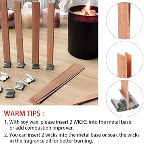 Mechas de madera para velas con base de clip 10pcs miniatura 5