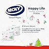 Nicky Happy Life Christmas - Carta Igienica Natalizia, 42 Rotoli da 170 Strappi, a 3 Veli, Apertura Facilitata, 4 Fantasie con Decori Natalizi, Morbida e Resistente, Allegra e Festiva, Carta FSC