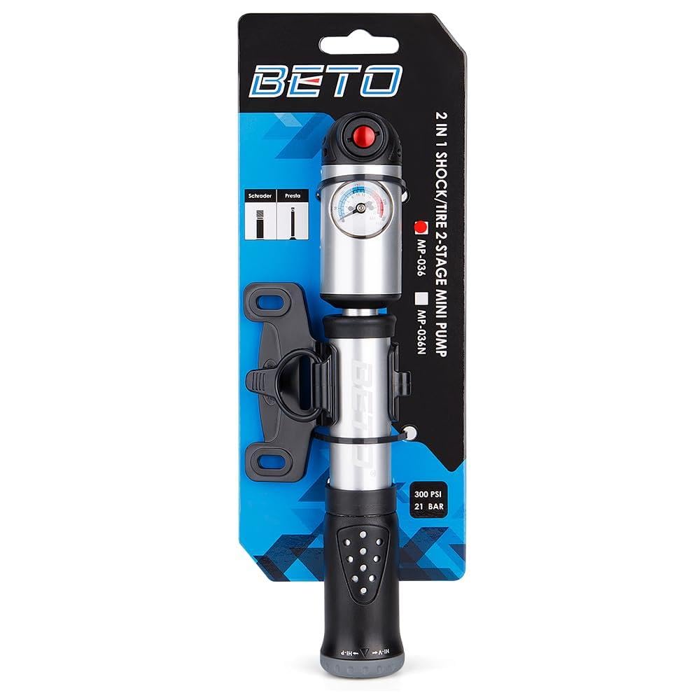BETO Mini Fahrradpumpe - 300PSI Presta/Schrader Dualmodus
