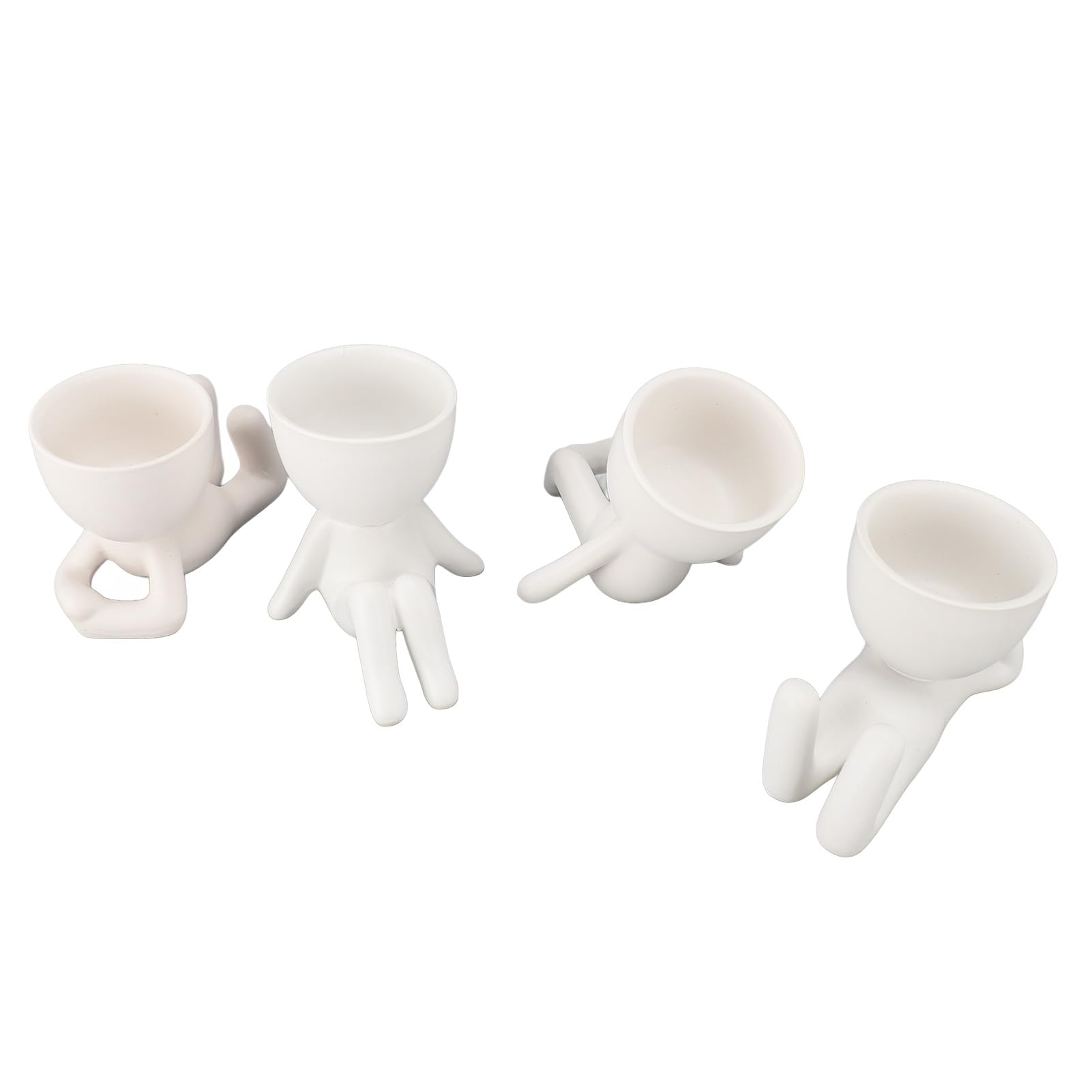 Bonitos maceteros para suculentas, Juego de 4 pequeños maceteros Decorativos Divertidos, expresa tu Estado de ánimo con Dibujos para el hogar, balcón, jardín, Oficina, cerámica,