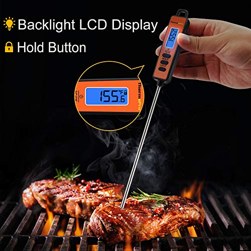 (Laranja) - ThermoPro TP01A Termometro de Leitura Instantanea de Carne com Sonda Longa Termometro Di