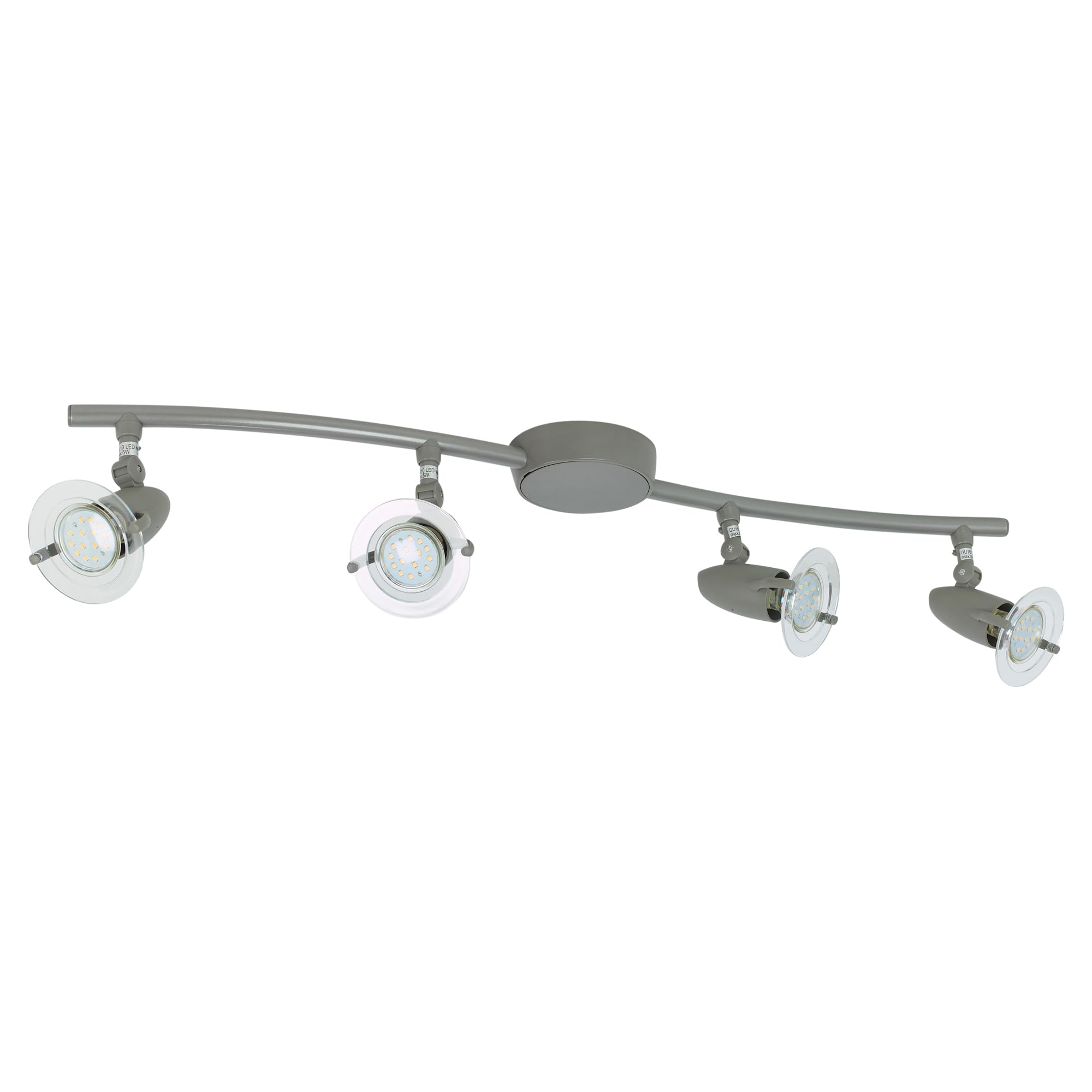 URBNLIVING Pocket 4-Arm LED Ceiling Spotlight Track Light Bar, Warm White GU10, Grey Finish - Modern Adjustable Directional Lighting for Home & Office