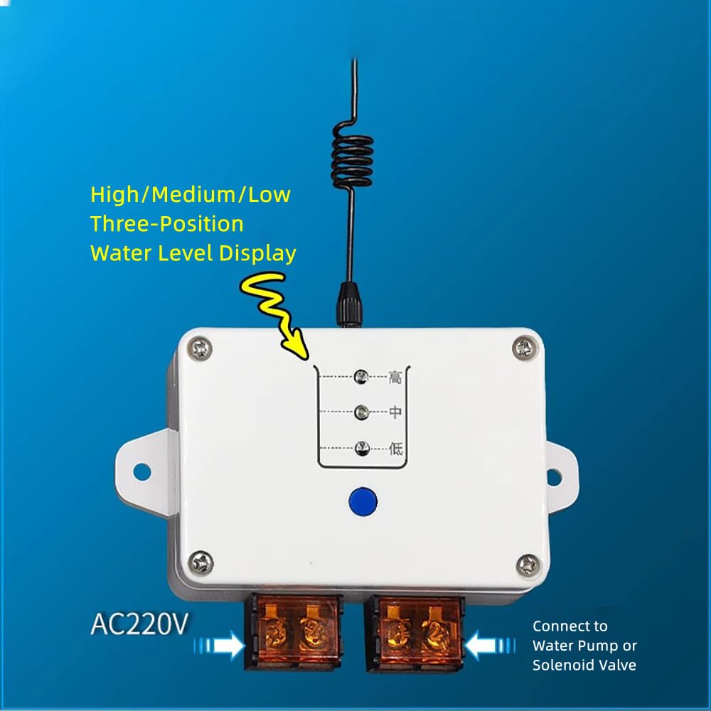 Toplionace Contrôleur de Niveau électronique Automatique Sans Fil, Télécommande Maison Tour D'eau Piscine Boule Flotteur Pompe à Eau Interrupteur Intelligent