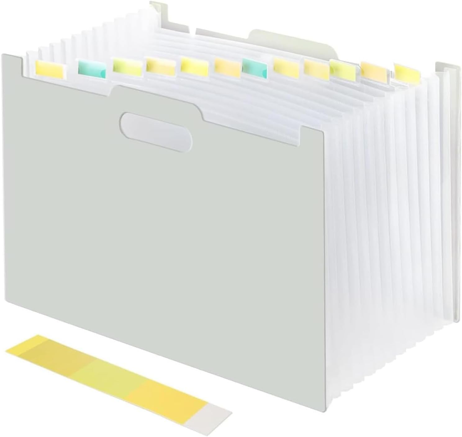 X springExpanding File Folders, File Organizer, 13 Pockets Accordion Filing Folder with Tab Inserts, A4 Paper Document Organizer, Accordion Folder for Teacher Office, Classroom, Desk (White)