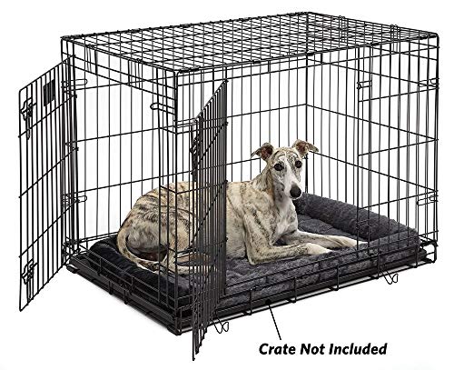 Image of MidWest Homes for Pets QuietTime Dog Bed - Gray Faux Fur Bolster, Ultra-Soft and Machine Washable, Fits 36-Inch Crates and Carriers, for Medium to Large Breed Dogs