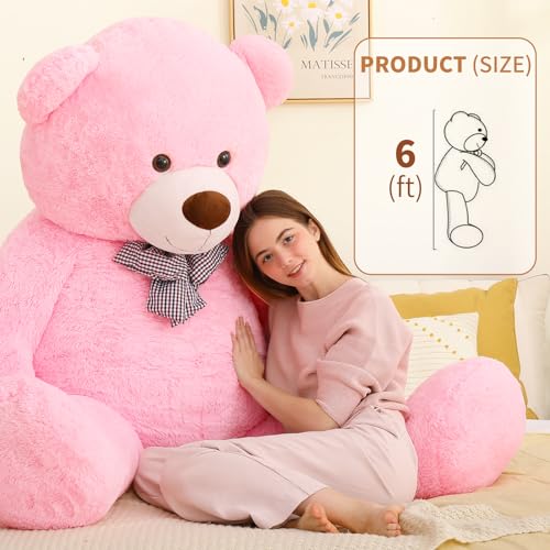 Image of MaoGoLan Giant Teddy Bear 6 Feet Tall, Pink Human Size Big Teddy Bear Stuffed Animal for Boyfriend,Girlfriend,Wife on Valentines,Christmas,Birthday