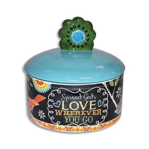 Divinity Boutique 23856 Chalk Bird Sugar Bowl With Lid, Multicolor