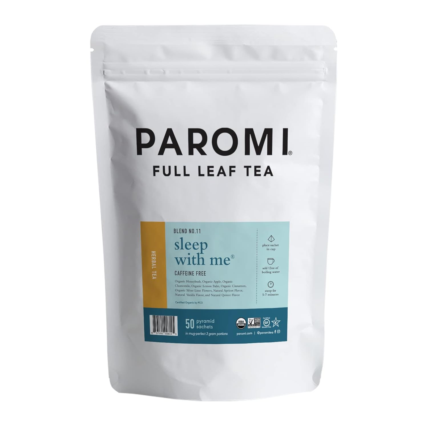Paromi Sleep with Me Herbal Infusion, Resealable Pouch, 50 Count