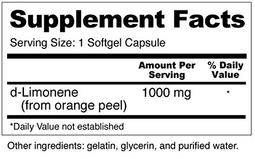 High Potency D-Limonene Capsules 1000Mg, 120 Capsules - Orange Peel Extract For Digestive Health, Heartburn, Acid Reflux, Detoxification #TOP5
