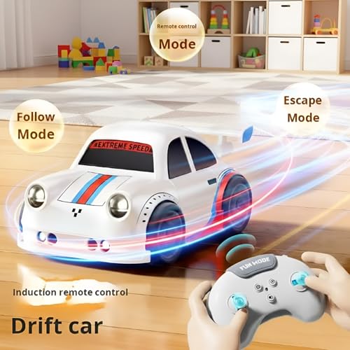 Image of GITGRNTH Mini Gesture Sensing RC Racing Car with LED Face Lights & Sound - Included Battery, High-Speed Drift Car with Follow Me, Escape Mode, 360 Rotation - Fun Remote Control Toy for Children's