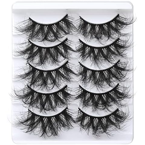Alicrown Eyelashes 5D Fluffy Lashes 5 Pairs Soft Faux Mink Lashes Volume Dramatic Fake Eyelashes Packs Cover