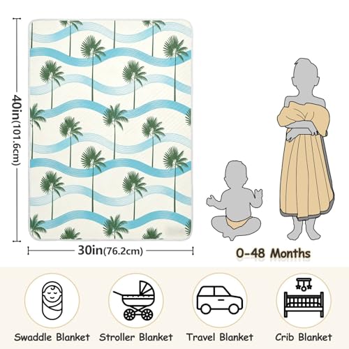 Couverture Minky palmier pour poussette et balades d'été de bébé