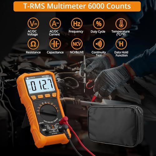 Image of Neoteck 6000 Counts Digital Multimeter 750V AC 1000V DC with AC /DC Current Measurement TRMS Auto Range Voltmeter with NCV, CAT III 600V, Temp /Cap /Freq /Duty /Diode /Cont, Backlit+Flashlight, Complete Kit
