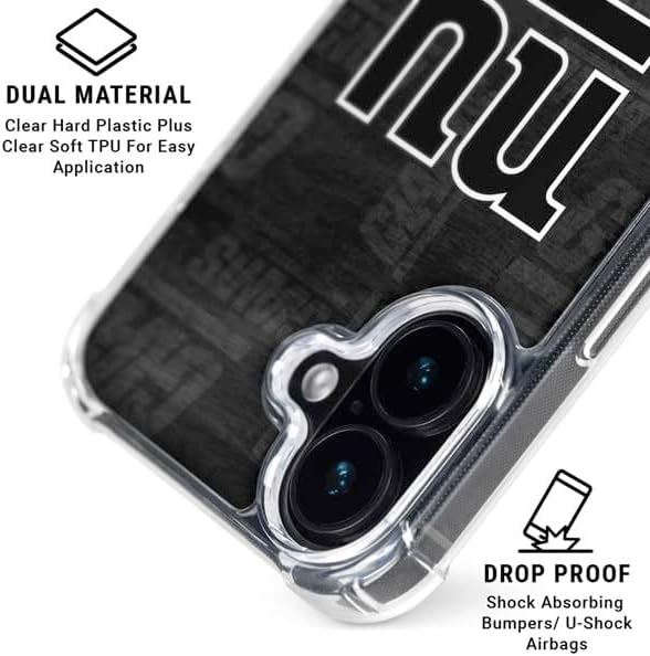 Skinit Clear Phone Case Compatible with iPhone 16 - Officially Licensed NFL New York Giants Black & White Design