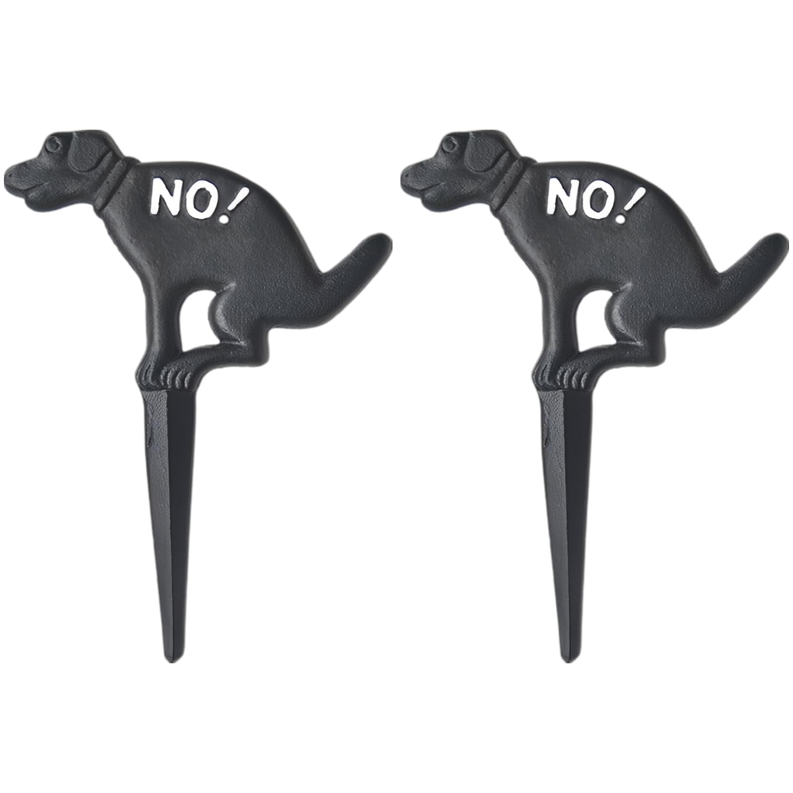 2 Stk. Metallschilder für den Garten, Kein-Hundekot-Schild mit Hund, niedliches Gartenstecker-Warnschild, 20 x 27 cm, 0,85 cm stark, schwarzer Gusseisen-Look, für einen sauberen Rasen