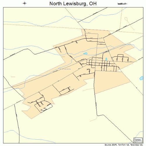 Large Street & Road Map of North Lewisburg, Ohio OH Printed poster size wall atlas of your