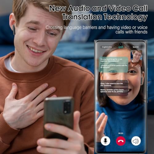 Image of VEKJ Ai Translation Earbuds Real Time No Subscription, 164 Languages Translator Earbuds with 6 Translation Modes, Audio and Video Calls Translator Headphones, Carbon Black