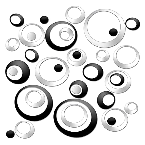 Xhwykzz Acryl-Wandaufkleber, rund, Spiegel, Badezimmer, 48 Stück (Schwarz und Silber) Cover