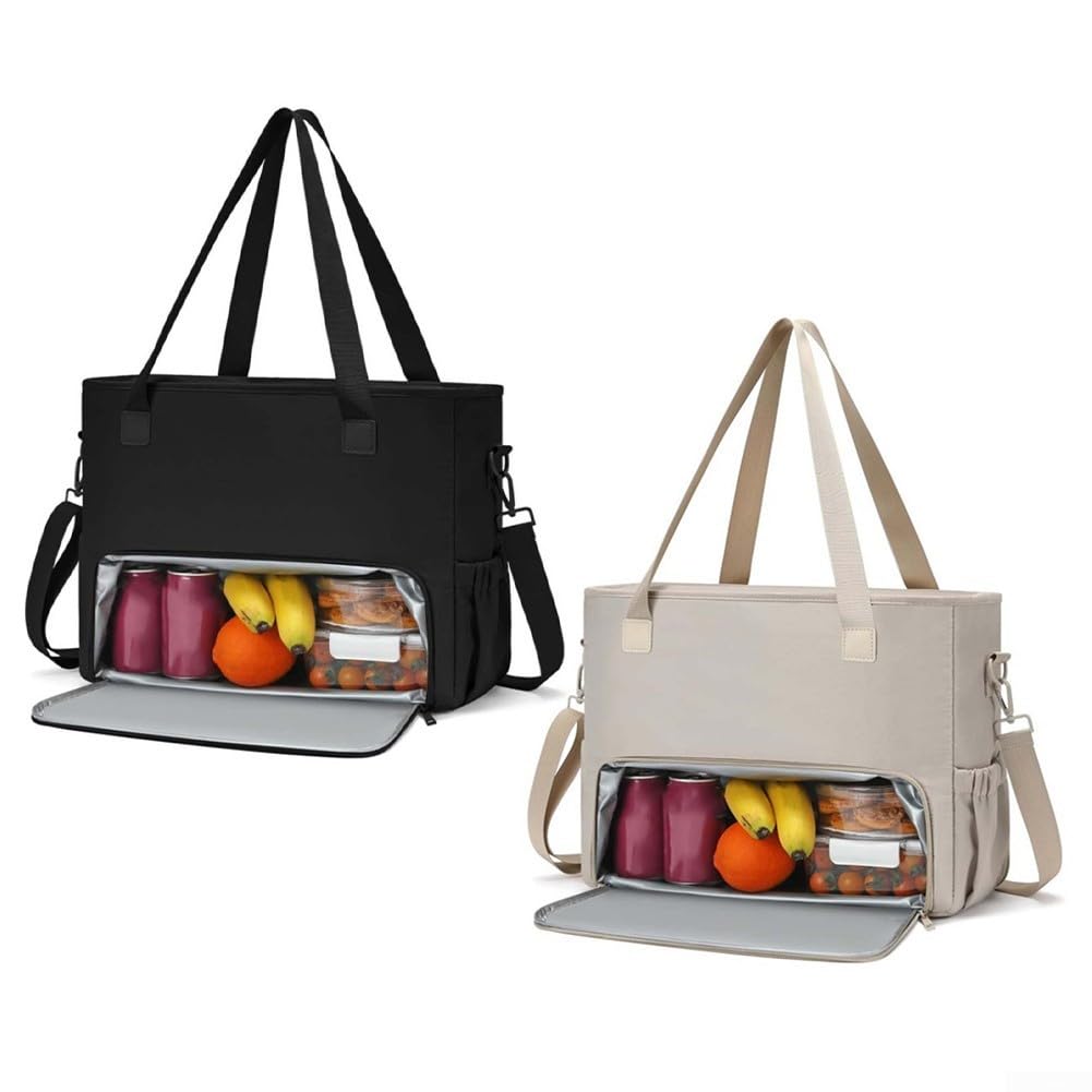 MATEIN Borsa Lavoro Donna con Scomparto Pranzo Isolato, Borsa per PC Laptop da 15,6 Pollici, Borse Ufficio Donna in Pelle PU, Impermeabile Tote Bag per Scuola, Università, Viaggio, Picnic, Bianca