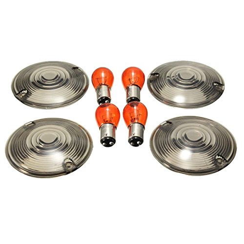 Orange Cycle Parts Smoke Turn Signal Lens and Amber Bulb Kit for Harley Road King FLHR 1986-2017 Replaces # 69308-02
