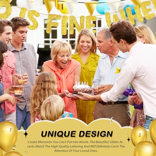 Image of Fulmoon Pre Strung 40 Is Fine When You Look 29 Banner Glitter Happy 40th Birthday Banner Funny 40th Birthday Sign 1985 Party Decorations for Men Women(Gold)