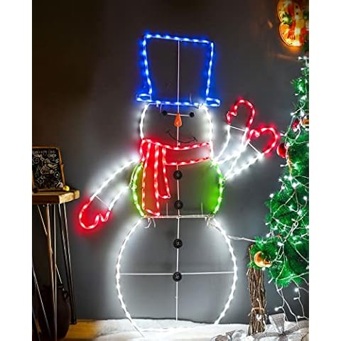 ZHOUDUIDUI 5FT 195 LED Snowman Light, Colorful Neon Light Sign Animated Christmas Decoration for Indoor Outdoor Yard Home Garden Christmas Festival Party Decoration Cover