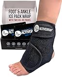 ActiveWrap Foot & Ankle Ice Pack Wrap with Reusable Hot Cold Packs for Plantar Fasciitis Pain Achilles Injuries - Large/X-Large