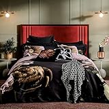 Ted Baker Paper Floral 100% Cotton, 3 Piece Comforter and Sham Set, King, Black