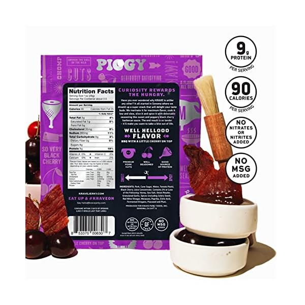KRAVE, Pork Jerky, Black Cherry Barbecue Seasoned, Pack of 8, Size 2.7