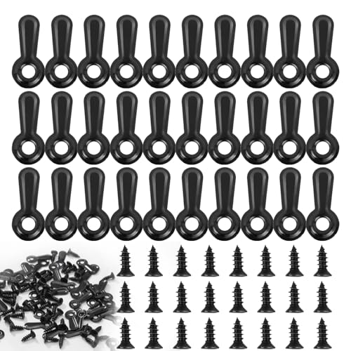 Image of Bonsicoky 100 Pack Metal Picture Frames Turn Button Fasteners with 100 Pieces Screws - Frame Picture Hardware Backing Clips for Hanging Pictures, Photos - Black