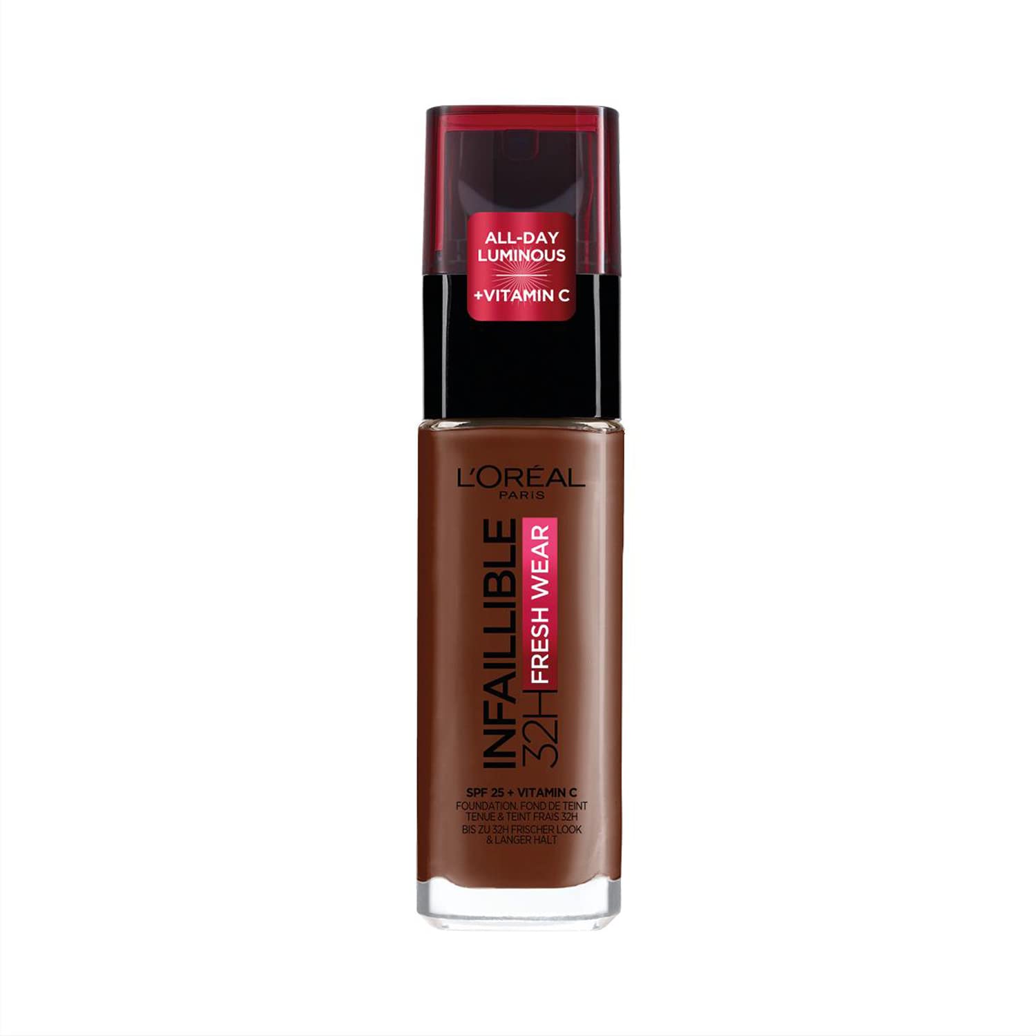 L'Oréal Paris - Fond de Teint Fluide Infaillible 24h Fresh Wear - Tous Types de Peaux - Teinte : Ebène (390) - 30 ml