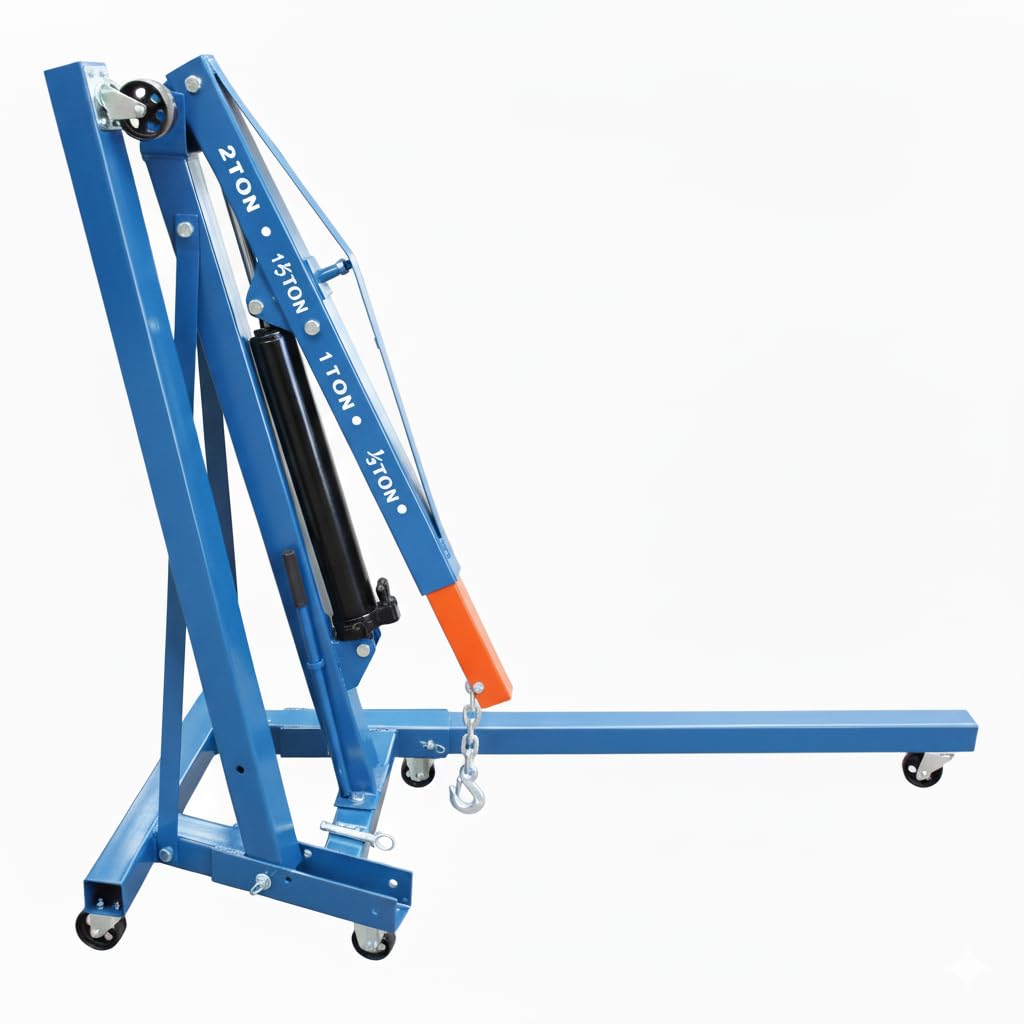 Grúa Hidráulica de Taller Plegable 2 Toneladas – Elevador para Motores y Maquinaria con Brazo Ajustable, Ruedas Giratorias y Estructura Reforzada – Ideal para Garajes y Talleres
