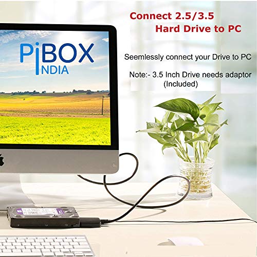 pibox India - SATA to USB 3.0 Cable, USB 3.0 to SATA III Hard Drive Adapter Compatible for 2.5 3.5 Inch Desktop HDD/SSD Hard Drive Disk and SATA Optical Drive with 12V 2A Power Adapter, Support UASP - Image 6