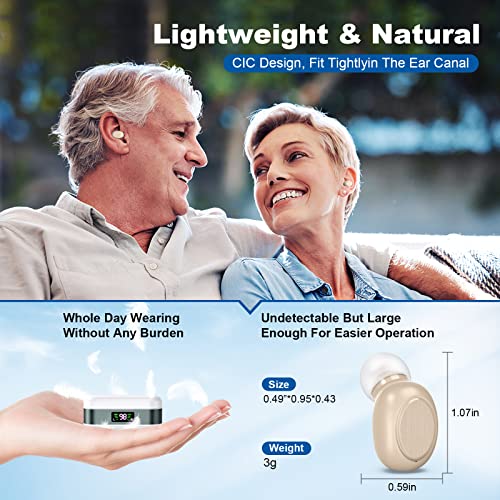 Hearing Aids For Seniors, Rechargeable Hearing Aids With Noise Cancelling For Adults, Digital Hearing Amplifiers For Adults Invisible With Charging Box Digital Display, Easy To Carry #TOP2