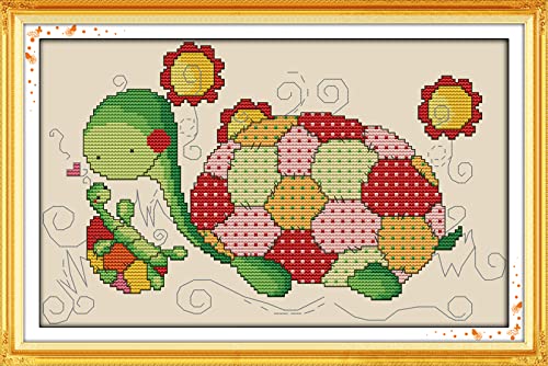 Kit point de croix imprimé tortue broderie débutant 11CT 40x50cm
