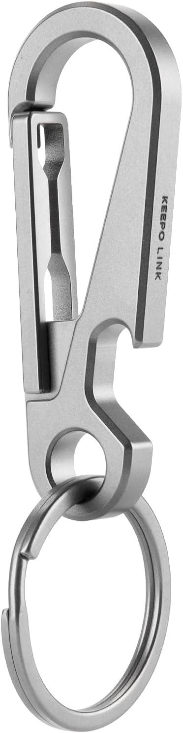 KEEPO LINK Titanium Carabiner Keychain Clip with Bottle Opener, Small Carabiner Clip EDC Keychain Holder for Men Women, OLM02