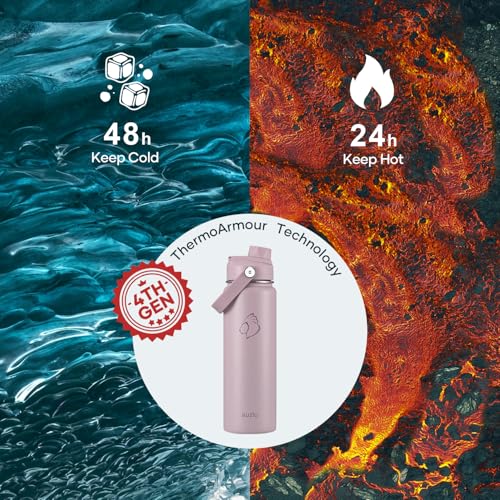 Image of BUZIO 24 oz Insulated Stainless Steel Water Bottle with Straw & Spout Lids