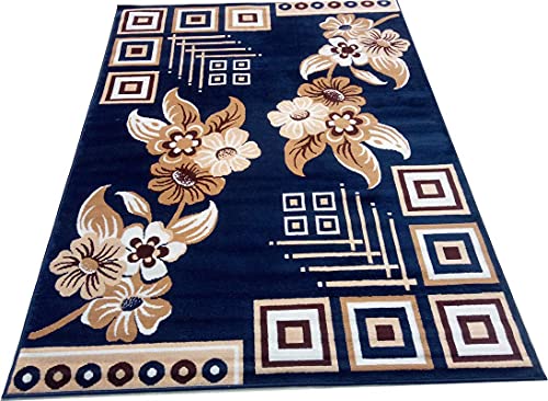 Image of Fine Wool Rectangular Carpet for Living Room, Bedroom and Hall (Color BLUE /5S Size 6 x 8 feet)