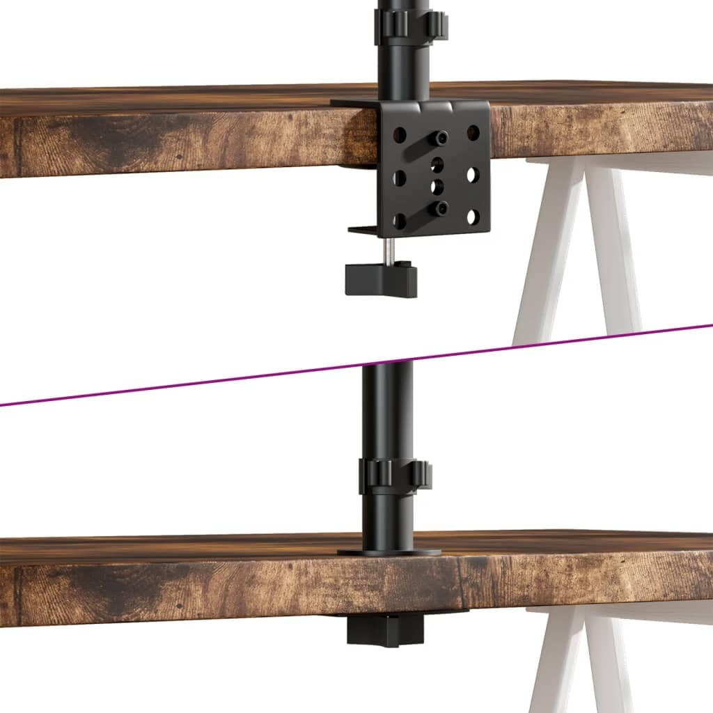 Supporto per monitor in acciaio nero VESA 75 100 mm | Orientabile e girevole, morsetto a C, passacavi, supporto per laptop, spessore del tavolo 10-88 mm