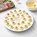 DOWAN Deviled Egg Plate, 12.75 Inches Ceramic Deviled Egg Platter with Sauce Holder, White Egg Dish, Deviled Egg Tray for 24 Eggs