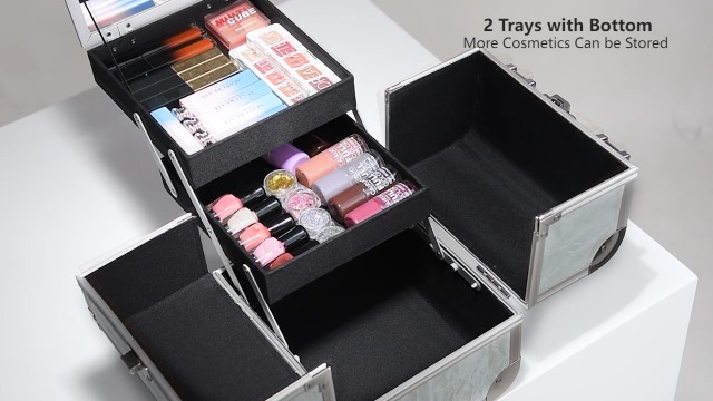 Amazon.com: Costravio Makeup Case Train Case Portable Makeup Box